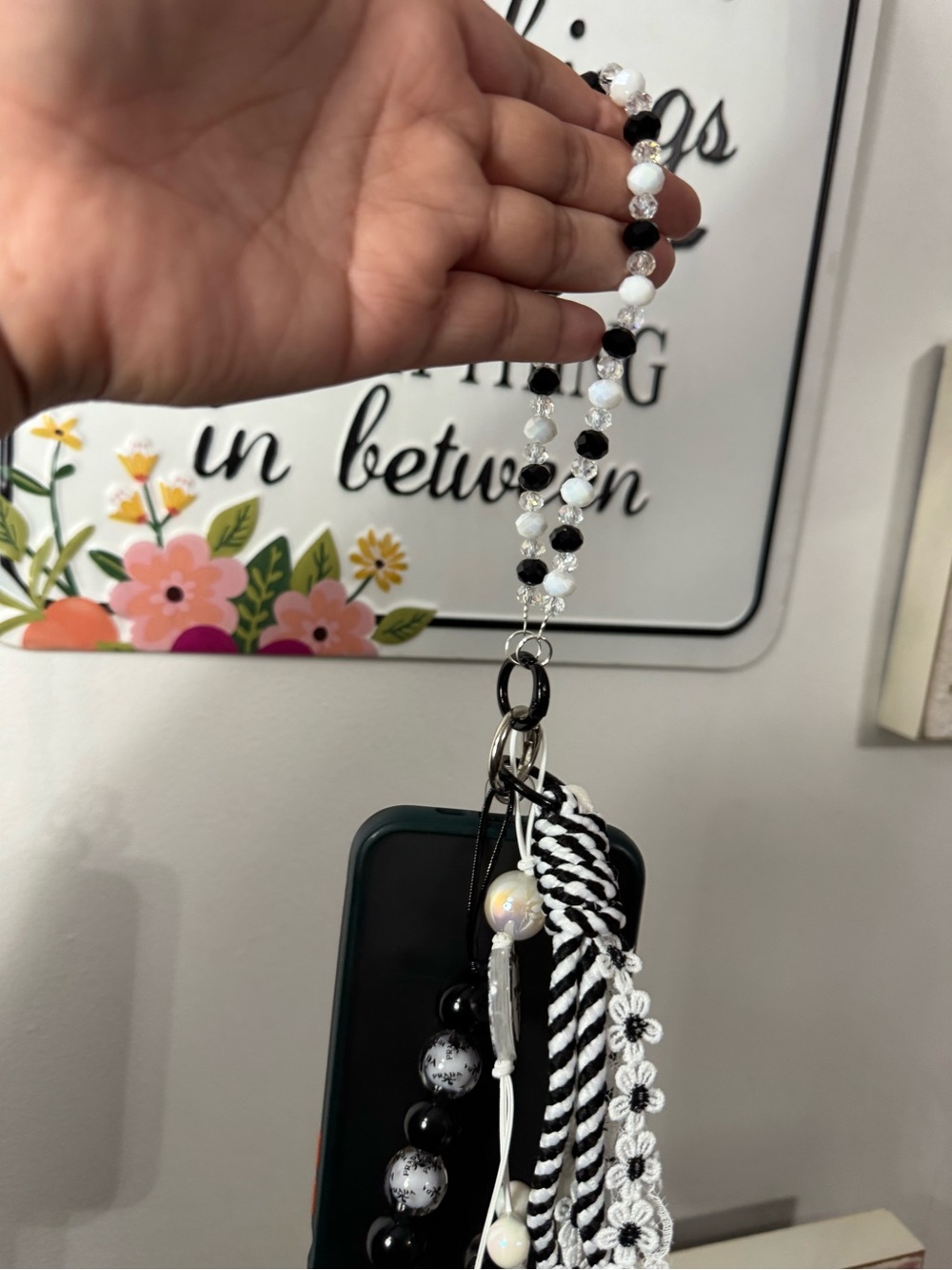 Black & White Phone/Key/Bag Chain #P1119 - Picture 9 of 10